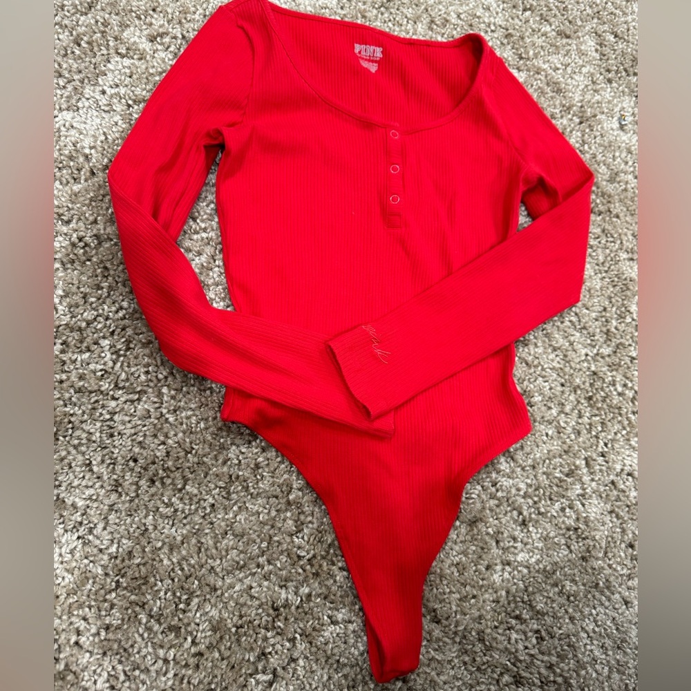 Pink Victoria’s Secret bodysuit in RED color!